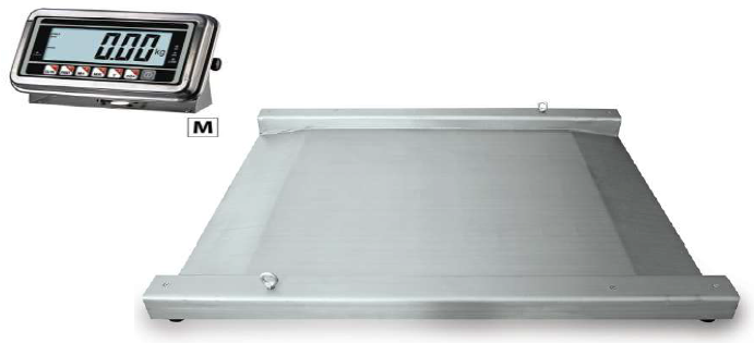 balanza BVI con indicador en acero inoxidable 304 y protección IP65, plataforma extraplana de 4 células y estructura robusta. Equipada con 4 células de carga IP68, instalación sobresuelo con rampas integradas. Incluye display LCD retroiluminado de 52mm, función de control de peso con LED y señal acústica, caja suma en ABS con protección IP66. Alimentación 230 Vac y opción RS-232, para uso interno o metrología legal.